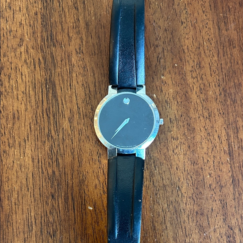 Movado Museum Classic Black Leather Strap Watch